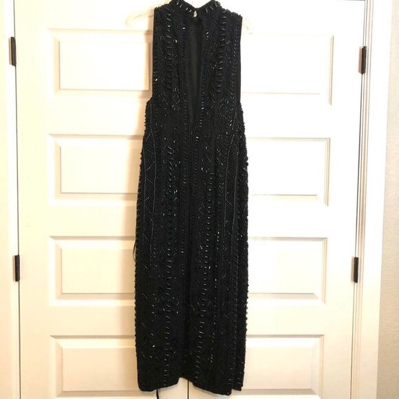 New ASOS Design Black Beaded High-Low Gown Mock-neck Sleeveless 10 MSRP $300 - Picture 7 of 9